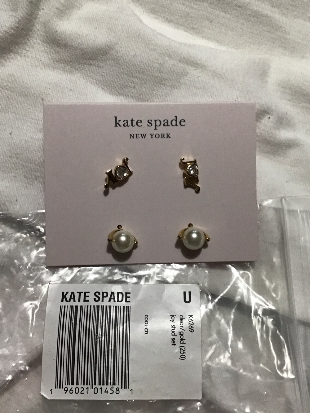 kate spade Gold-Tone Pearl and Crystal Kids Stud Earring Set - White